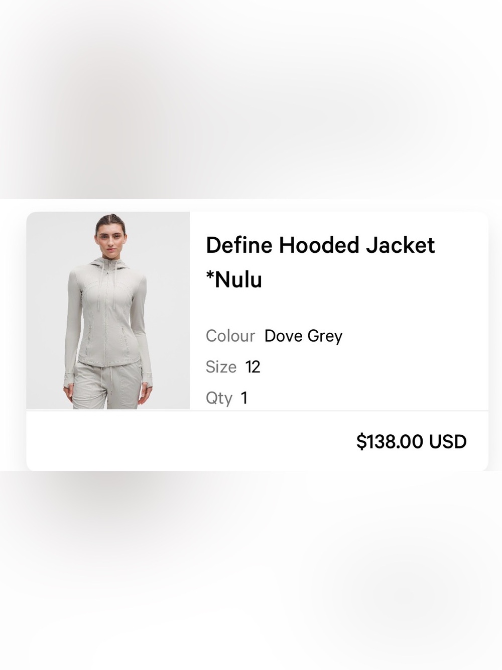 lululemon athletica Define Hooded Jacket Dove Grey